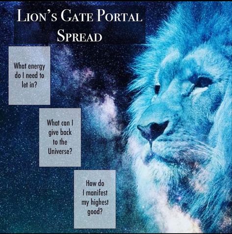 Lions Gate Affirmations, How To Manifest On Lions Gate, Lions Gate Tarot Spread, Lions Gate Portal Affirmations, Lions Gate Portal Tarot, Lion Gate Portal 8/8, Lion's Gate Portal Tarot Spread, Oracle Card Spreads, Lions Gate