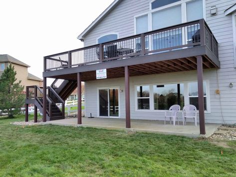 Upstairs Deck Ideas, 2nd Story Deck, Second Floor Deck, Deck Addition, Second Story Deck, Deck Remodel, Patio Deck Designs, Backyard Balcony, Deck Construction