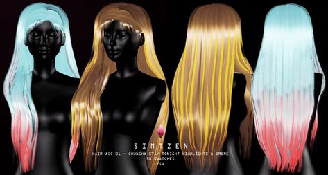 Sims 4 CC : Hair Accessory 001 - Highlights & Ombre Textures by SIMTZEN50 Swatches25 Highlights Colors25 Ombre ColorsFound in Gloves CategoryCustom ThumbnailPlease follow my TOU... Sims 4 Hair Highlights, Cool Hair Drawing, Highlights For Hair, Hair Sims 4 Cc, Drawing Reference Drawing, Download Sims, Hair Drawing Reference, Highlight Hair, Highlights Ombre