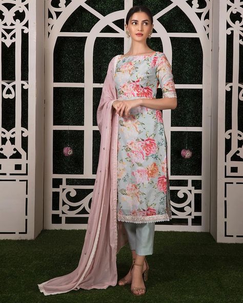 The Garden Soirée 🌸 #GeethikaKanumilli Silk Kurti Designs, Indian Kurti Designs, Simple Kurta Designs, Designer Kurti Patterns, Simple Kurti Designs, Salwar Designs, Kurti Designs Latest, Long Kurti Designs, Kurta Neck Design