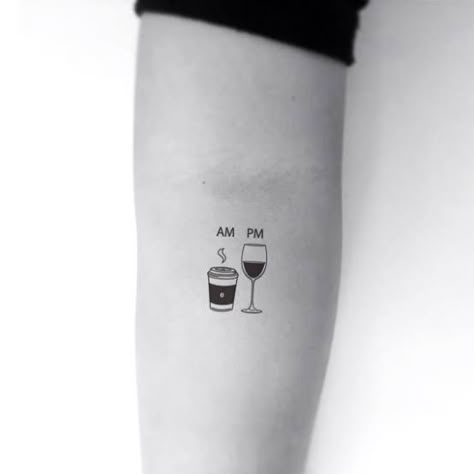 Minimal Set Tattoo, Small Coffee Cup Tattoo Simple, Matching Wine Tattoos, Wine Glass Tattoo Friends, Coffee And Wine Tattoo, Matching Wine Glass Tattoo, Small Coffee Tattoo, Matching Coffee Tattoos, Wine Tattoo Best Friend