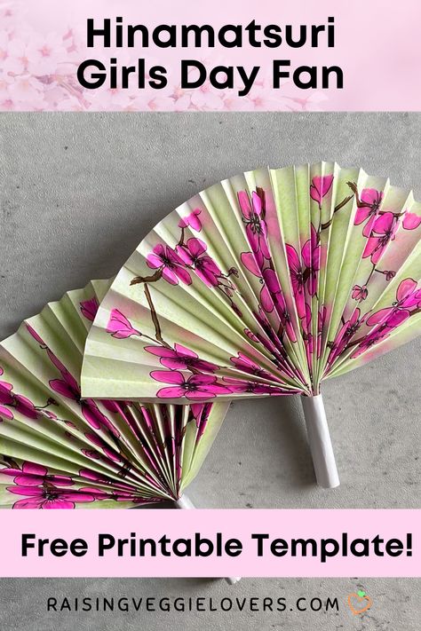 Make these cute Japanese fans with your kids in honor of Girls’ Day. A free printable guide is included to make this an easy craft! #hinamatsuri #girlsday #kidscrafts #japanesecrafts #papercrafts #paperfan #printable #freeprintable Japanese Art Projects For Middle School, Diy Japanese Fan, Hinamatsuri Crafts, Japanese Decorations Party, Japanese Crafts Traditional, Girls Day Japan, Japanese Party Decorations, Japan Lesson, Ninja Crafts