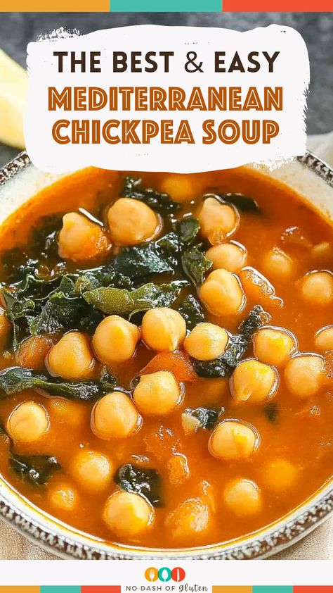 Easy Chickpea Soup, Healthy Dinner Recipes Chickpeas, Mediterranean Chickpea Soup, Mediterranean Diet Chickpea Recipes, Chickpea Tortilla Soup, Chickpea Lentil Soup, Mediterranean Diet Lentil Soup, How To Eat Chickpeas, Chickpea Tomato Soup