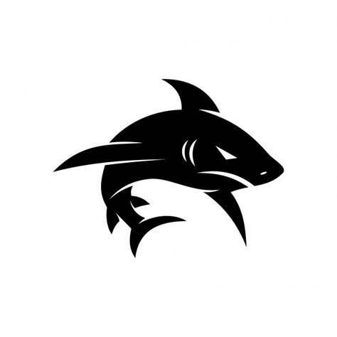 Black Shark Logo Design Vector Isolated Modern Template Shark Vector Illustration, Vector Logo Design Ideas, Shark Logo Design Ideas, Shark Sillouhette, Shark Logo Design, Shark Icon, Sharks Logo, Logo Design Black, Shark Illustration