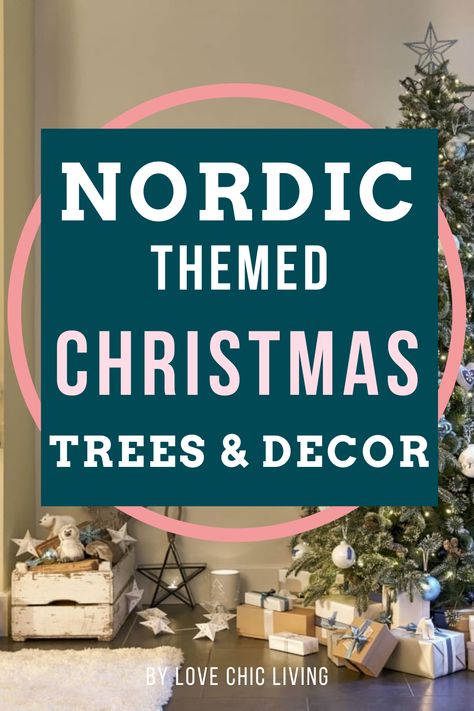 Are you going for a nordic style Christmas tree this year? In this post, we'll talk about the perfect decor for a Scandinavian Christmas. Themed Christmas tree styling will be a popular Christmas trends this year with people looking to do something unique and Nordic Christmas tree themes will be included in that list. Read more to find out how to style these unusual Christmas trees with modern Christmas tree designs | Nordic Christmas Scandinavian style guide by Love Chic Living Christmas Tree Scandinavian Style, Christmas Tree Styling, Nordic Christmas Scandinavian Style, Themed Christmas Tree Ideas, Nordic Christmas Decor, Christmas Guest Room, Nordic Style Christmas, Nordic Christmas Tree, Scandinavian Christmas Tree