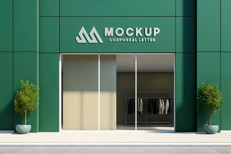 Store exterior logo mockup design | Premium Psd #Freepik #psd #logo-shop #logo #shop #business-logo Logo Mockup Design, Store Mockup, Store Exterior, Logo Psd, Technology Icon, Logo Mockup, Card Banner, Presentation Template Free, Poster Invitation