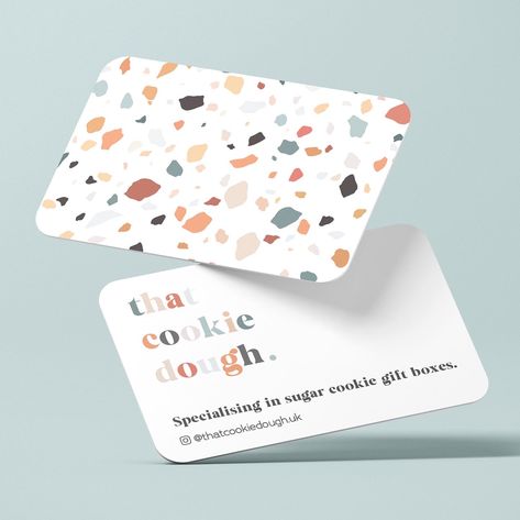 Cookie Dough Business, Cookie Dough Gift, Spot Gloss Business Cards, Colorful Business Card Design, Cookie Gift Boxes, Round Business Cards, Business Card Gallery, Restaurant Business Cards, Unique Business Cards Design