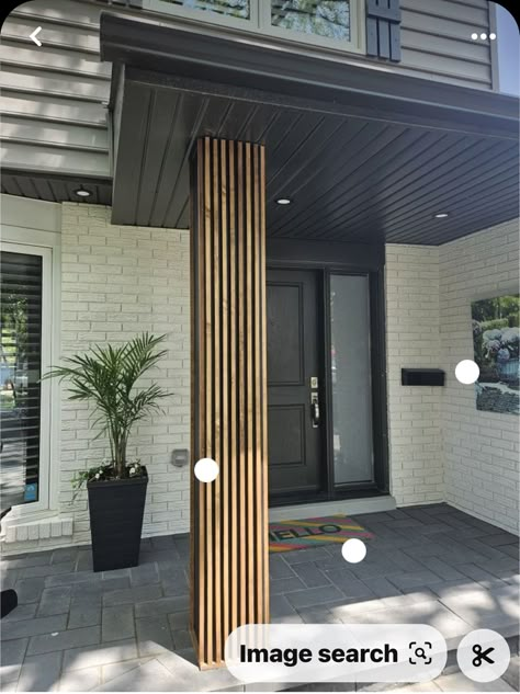 House Pillar Design, House Pillars, House Columns, Exterior Columns, Front Porch Columns, Outdoor Columns, Modern Porch, Ranch House Exterior, Wooden Columns