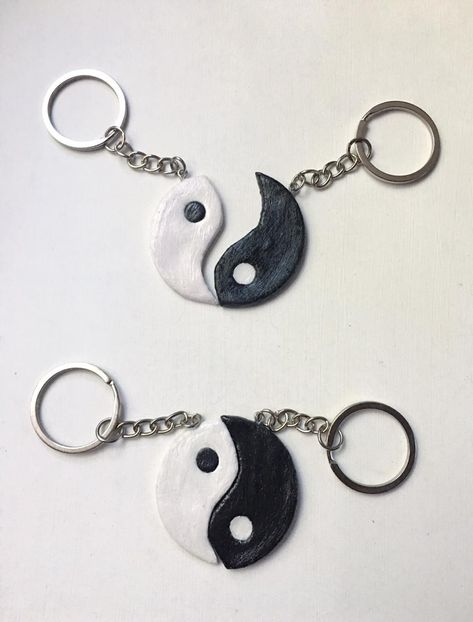 Polymer Clay Keychains For Men, Air Clay Keychain, Clay Matching Keychain, Fevicryl Mouldit Clay Art Keychain, Matching Clay Keychains, Clay Crafts Keychain, Keychain Ideas Clay, Keychain From Clay, Air Dry Clay Keychain Ideas