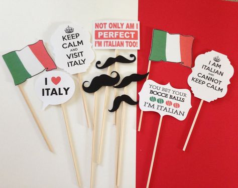 Italian Photo Prop Set  Italian Theme party by CreatedToParty, $20.00 Italian Theme Party Decorations, Italian Party Decorations, Italy Party, Italian Themed Parties, Bachelorette Theme, Italian Dinner Party, Italian Night, Italian Party, Italian Theme