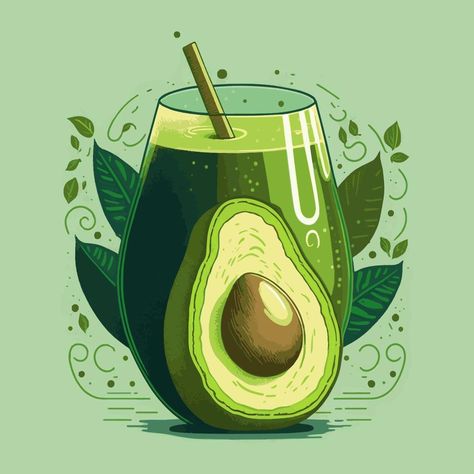 Green Avocado Juice in Jar Vector Illustration a Glass smoothie Drink Design Poster Avocado Poster Design, Smoothie Poster Design, Jus Alpukat Aesthetic, Smoothie Illustration, Juice Poster Design, Juice Drawing, Drinks Cartoon, Juice Illustration, Ancient Viking Art