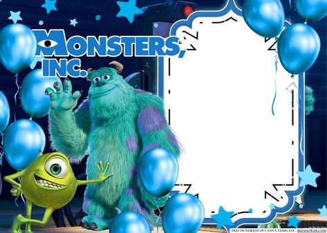 FREE Editable Monster Inc Birthday Invitation Finding Nemo Birthday Invitations, Monster Balloons, Hello Kitty Birthday Invitations, Frog Baby Showers, Finding Nemo Birthday, Monster Birthday Invitations, Monster Decorations, Little Monster Birthday, Nemo Birthday