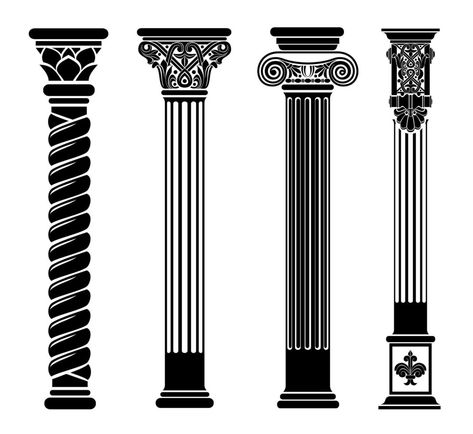 Black contour of classical columns Reling Design, Classical Facade, Black Contour, Greek Pattern, Car Sticker Design, Pillar Design, Door Design Images, Download Wallpaper Hd, Wedding Album Design