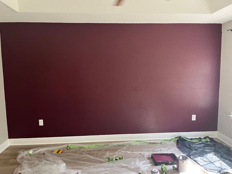 Accent wall Maroon Accent Wall Bedroom, Maroon Accent Wall, Burgundy Accent Wall, Accent Wall Nursery, Red Accent Wall, Nursery Accent Wall, Bedroom Accent, Accent Wall Bedroom, Wall Bedroom