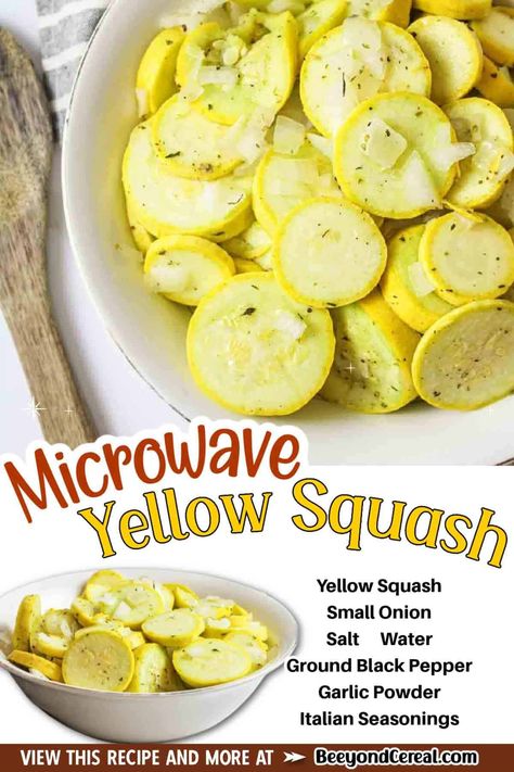 Wondering what to do with some yellow squash? How about you turn it into a quick 5 minute side dish that's perfect for dinner? With the use of a microwave and this recipe link, I'll show you how to make steamed yellow squash and onions in your own microwave! Once you know how to cook them like this, you'll never have to worry about them spoiling before you get around to them in the fridge. Microwave Squash Yellow, Cooking Squash In Microwave, Steamed Squash Recipes, How To Cook Yellow Squash, Steamed Squash, What To Do With Yellow Squash, Microwave Squash, Steamed Zucchini, Cooking Yellow Squash