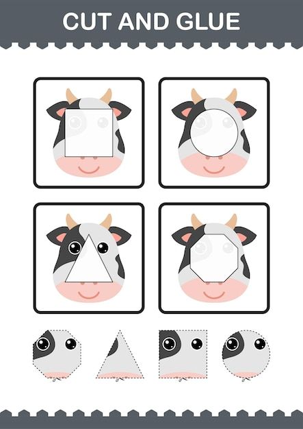 Cut and glue cow face worksheet for kids | Premium Vector #Freepik #vector #cut-glue #funny-cow #cartoon-cow #cute-cow Farm Activities Preschool, Preschool Journals, Kids Social Media, Ocean Classroom, September Activities, Block Center, Animal Worksheets, Cut And Glue, Playbased Learning