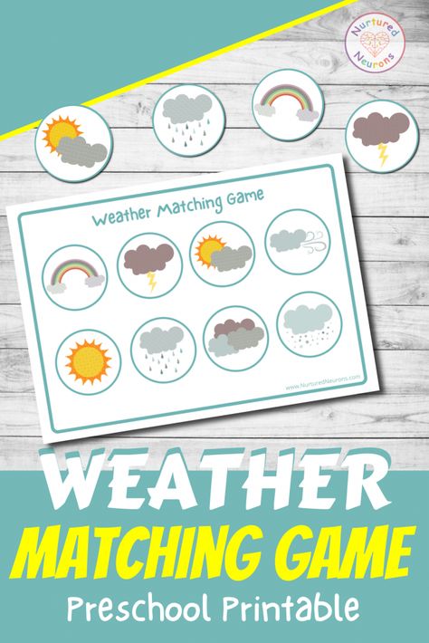 Weather Printables, Weather Activities Preschool, Weather Games, Preschool Weather, Weather Crafts, Matching Activities, Infant Care, Weather Theme, Weather Unit