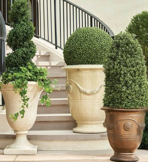 Extra Large Outdoor Planters, Front Door Planters, Extra Large Planters, French Gardens, Front Porch Planters, Large Outdoor Planters, Porch Planters, Garden Inspo, Large Flower Pots