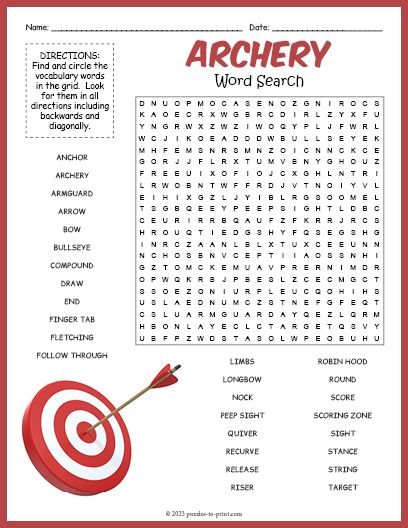 Archery Arts And Crafts, Archery Target Printable, Emoji Words, Kids Archery, Archery Games Target Practice, Archery Lessons, Bows And Arrows, Puzzle Worksheet, Trip Games