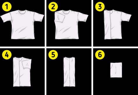 4 Ways to Fold a T-Shirt Nicely How To Fold Tshirts For Travelling, Folding Shirts For Shelves, How To Fold A Shirt, How To Fold Shirts To Save Space, How To Fold Shirts, Fold A T Shirt, How To Fold Tshirts, How To Fold Clothes, Folding Tee Shirts