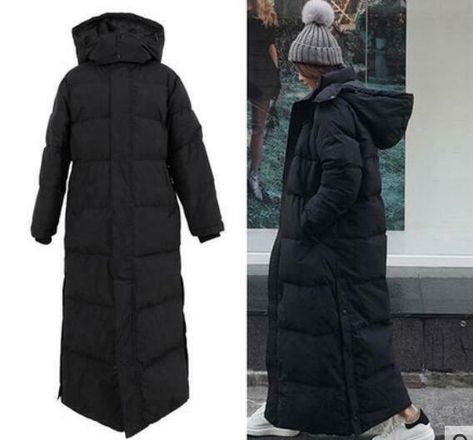 Long black puffer coat