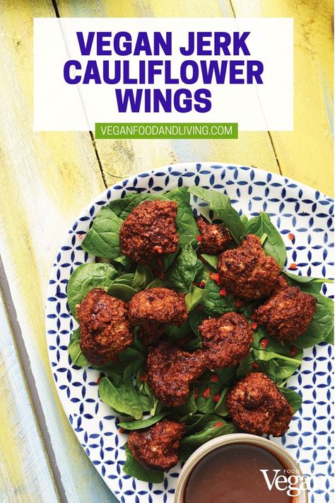 Vegan Jerk Cauliflower Wings Jerk Cauliflower, Jerk Bbq Sauce, Jerk Chicken Wings, Hearty Vegetable Soup, Vegas Food, Cauliflower Wings, Healthy Meats, Superfood Salad, Vegan Lunch Recipes