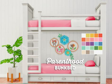 [ts4] Brohill Parenthood bunkbed - recolorToday I have another bunkbed-recolor to share with you 💗 Big thanks to Illogicalsims for bringing us these awesome meshes!Illogicalsims brohill top bunk... Los Sims 4 Mods, Sims 4 Beds, Lotes The Sims 4, Sims 4 Cheats, Sims Baby, Maxis Match Cc, Sims 4 Traits, Play Sims 4, The Sims 4 Pc