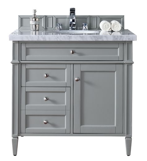 Contemporary 36 inch Single Bathroom Vanity Gray Finish James Martin Vanity, Grey Bathroom Vanity, Gray Vanity, Gray Bathroom, Grey Bathroom, Bathroom Vanity Base, James Martin, Transitional Bathroom Vanities, Marble Vanity Tops