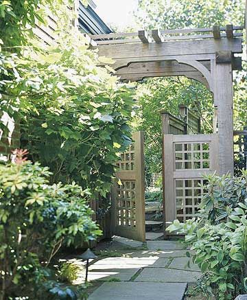 Landscape Arbor, Entry Arbor, Arbor Ideas, Diy Garden Landscaping, Garden Gates And Fencing, Garden Gate Design, Backyard Getaway, Outdoor Environment, Asian Garden