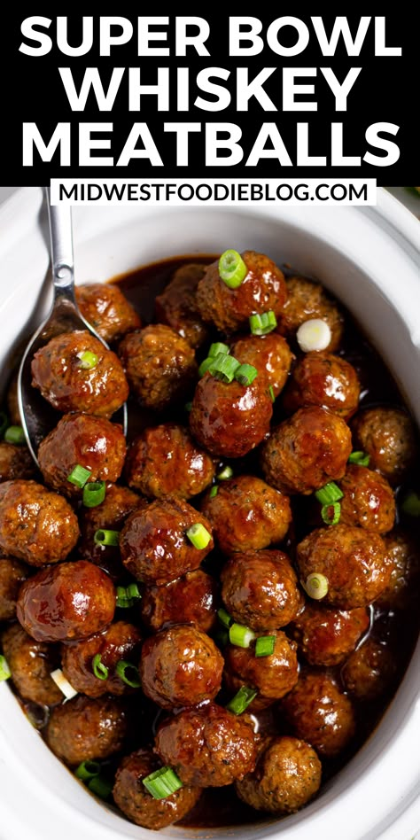 Bourbon Meatballs Crockpot, Whiskey Meatballs, Saturday Night At Home, Wisconsin Beer Cheese Soup, Bourbon Meatballs, Bourbon Party, Party Meatballs, Beer Cheese Soups, Simple Appetizer