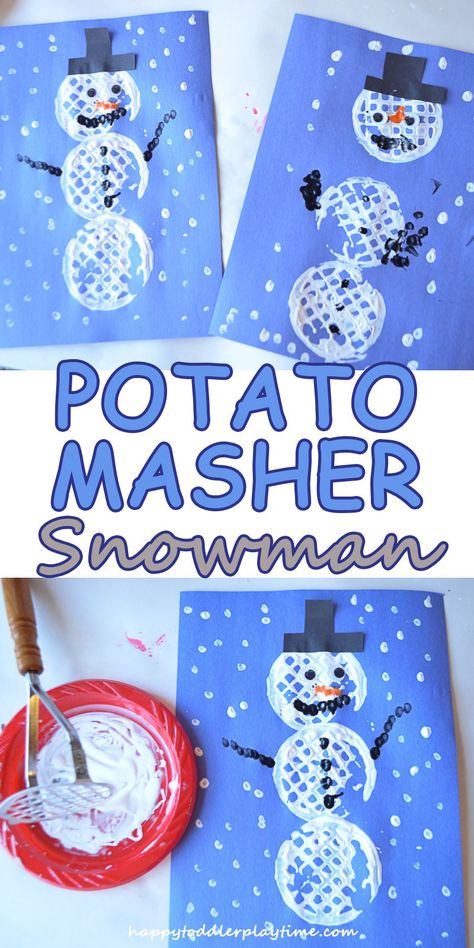 POTATO MASHER SNOWMAN Easy Winter Crafts, Winter Crafts Preschool, Pen Craft, Winter Activities For Kids, Potato Masher, Winter Preschool, Ideas Craft, Winter Crafts For Kids, Daycare Crafts