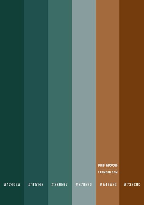 Teal And Gold Color Scheme, Teal Brown Bedroom, Teal And Rust Color Scheme, Teal Bronze Color Palette, Teal Fall Aesthetic, Dark Teal And Rust Living Room, Earthy Teal Color Palette, Turquoise And Gold Color Palette, Turquoise And Brown Color Palette