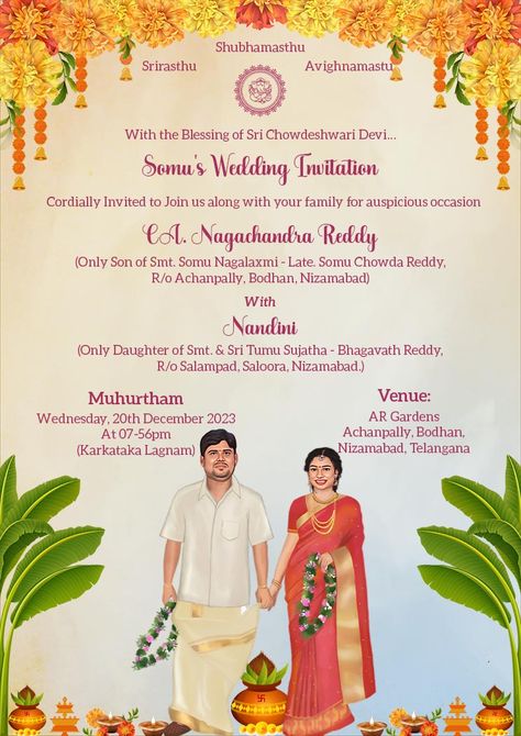 South Indian Wedding Invitation Card Download South Indian Wedding Invitation Cards, South Indian Wedding Invitation, Wedding Card Writing, Wedding Card Ideas, Digital Wedding Card, Card Writing, Indian Wedding Invitation, Indian Wedding Invitation Cards, Tamil Wedding