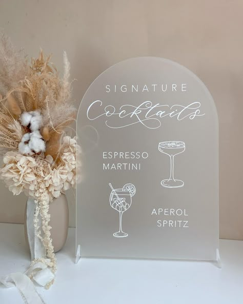 Frankie H | Wedding Signage & Stationery | Mix of White + Gold ink for this cute Signature Cocktail Sign 🤍 Which cocktails are you choosing for your wedding day? We’ve chosen ours! … | Instagram Cocktail Hour Signs For Wedding, Signature Cocktails, Cocktail Hour This Way Sign, Featured Cocktail Sign, His And Her Cocktails Wedding Signature Drink Signs, Speciality Cocktails Wedding Sign, Bar Menu Wedding Signature Cocktail, Wedding Cocktail Bar, Signature Cocktail Sign