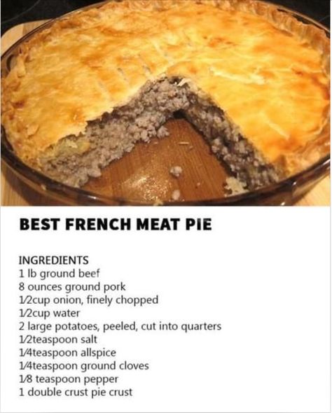 Canadian Meat Pie Recipe, French Meat Pie, French Meat, Meat Pie Recipe, Coquille St Jacques, Beef Round, Poultry Seasoning, Pork Pie, Meat Pie