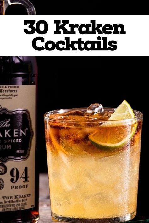 30 Best Kraken Rum Cocktail Recipes - Recipes & Cocktails Kracken Rum Cocktails, Kraken Drinks Recipes, Kraken Rum Cocktails, Kraken Cocktails, Kracken Rum, Spiced Rum Recipes, Spiced Rum Drinks, Spiced Rum Cocktails, Liquid Therapy