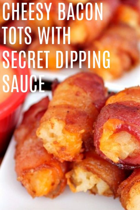 Cheesy Bacon Wrapped Tater Tots, Tater Tots With Cheese, Smoked Ideas, Appetizers With Bacon, Bacon Smokies, Che Recipe, Bacon Wrapped Tater Tots, Pig Shots, Tater Tot Recipes