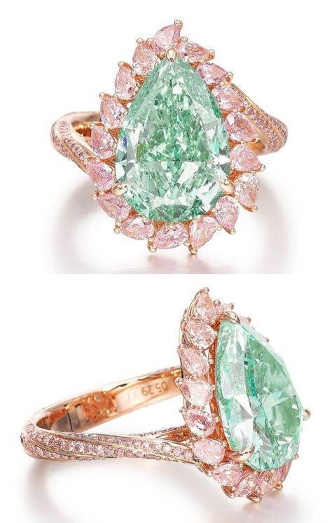 Green Diamonds, Green Diamond Ring, Flawless Diamond Ring, Fancy Pink Diamond Ring, Green Diamond Rings, Fancy Diamond Ring, Pink Diamond Engagement Ring, Color Stones Jewelry, Glamorous Jewelry