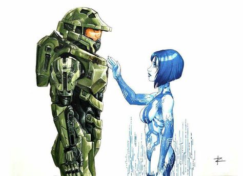 Master Chief and Cortana Cortana Tattoo, Master Chief And Cortana, Halo Tattoo, Cortana Halo, Halo Video Game, Halo Art, Halo Series, Halo Master Chief, Halo Armor