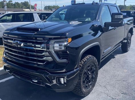 Chevy Silverado 2500HD Heavy-Duty High Country Diesel Midnight Edition Chevy Silverado High Country, 2024 Chevy Silverado, Silverado High Country, Chevy 2500, Lifted Silverado, Dream Vehicles, Gm Trucks, Silverado 2500, Chevrolet Silverado 2500