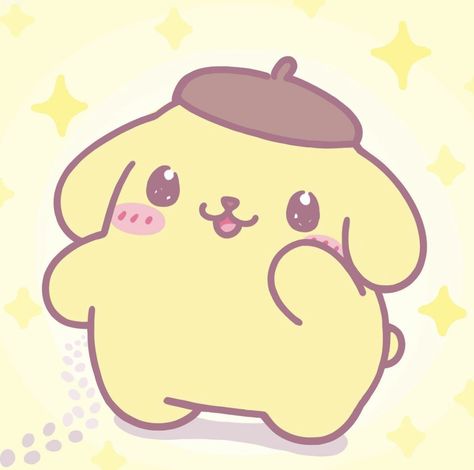 Pom Pom Purin Drawing, Pom Pom Purin Icon, Yellow Things To Draw, Hello Kitty Pom Pom, Pompompurin Cute, Pompompurin Icon, Kawaii Pompompurin, Sanrio Pom Pom Purin, Pompom Purin