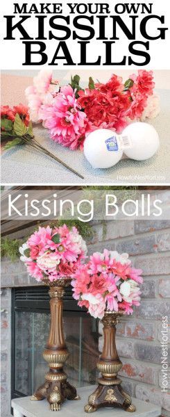 Dollar Tree Diy Wedding, Tall Arrangements, Kissing Balls, Flower Balls, Candle Sticks Wedding, Kissing Ball, Satin Ribbon Flowers, The Crafts, St Pats