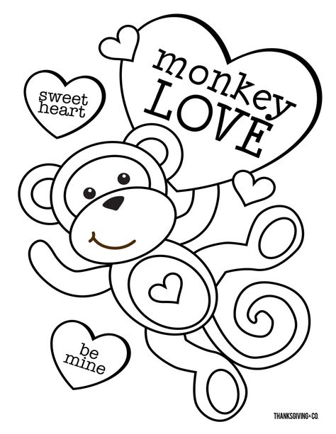 Heart Needlework, Valentine Coloring Sheets, Printable Valentines Coloring Pages, Monkey Coloring Pages, Kindergarten Coloring, Teacher Work, Free Kids Coloring Pages, Valentines Day Coloring Page, Valentine Coloring Pages