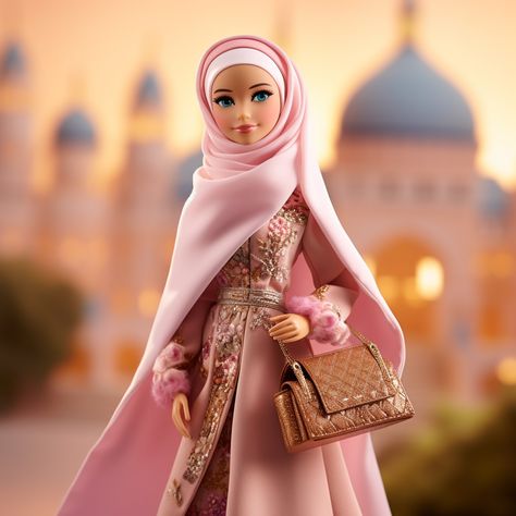 Barbie Girl as Muslim, Muslim Barbie Girl, Barbie Girl Muslim Fulla Doll, Muslimah Inspiration, Hijab Barbie, Hijabi Barbie, Barbie Styles, Girl Muslim, Alice In Wonderland Drawings, Girl Barbie, Barbie Aesthetic