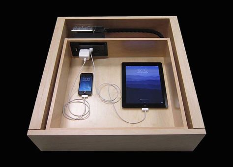 Organized Charging for Mobile Devices Docking Drawer, Kitchen Desks, Clearing Clutter, Kitchen Trends, Kitchen Drawers, Electrical Outlets, Power Outlet, Charging Station, Old House