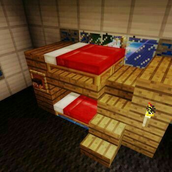 Beliches de casal kkkkk Bad Minecraft Houses, Minecraft Double House, Minecraft Bunk Bed, Minecraft Cool, Minecraft Website, Construction Minecraft, Minecraft Decoration, Minecraft Things, Minecraft Interior