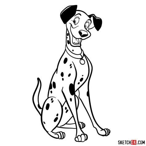 How to draw Pongo from 101 Dalmatians Dalmatian Drawing, The 101 Dalmatians, Dad Drawing, Easy Drawing Guides, Great Pyrenees Dog, Drawing Guides, Dalmatian Puppy, Star Wars Tattoo, Art Sketches Pencil