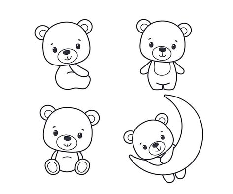 Cartoon Teddy Bear Drawing Easy, Baby Bear Drawing, Cute Teddy Bear Illustration, Teddy Bear Drawing Easy, Teddy Drawing, Teddy Bear Sketch, Teddy Bear Vector, Teddy Bear Illustration, Polar Bear Drawing