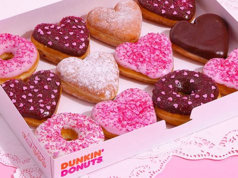 Dunkin Donuts Valentine's Day Menu 2023 - The Krazy Coupon Lady Donut Filling, Heart Shaped Food, Starbucks Valentines, Strawberry Frosting, Valentines Day Cookies, Brownie Batter, Krispy Kreme, The Krazy Coupon Lady, Krazy Coupon Lady