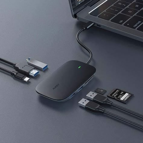 Aukey Portable USB-C Hub with 100W Power Delivery Charging Hub, Usb Gadgets, Pc Mouse, Object Photography, Wireless Mouse, Usb Hub, Pc Laptop, Photography Products, Laptop Computers